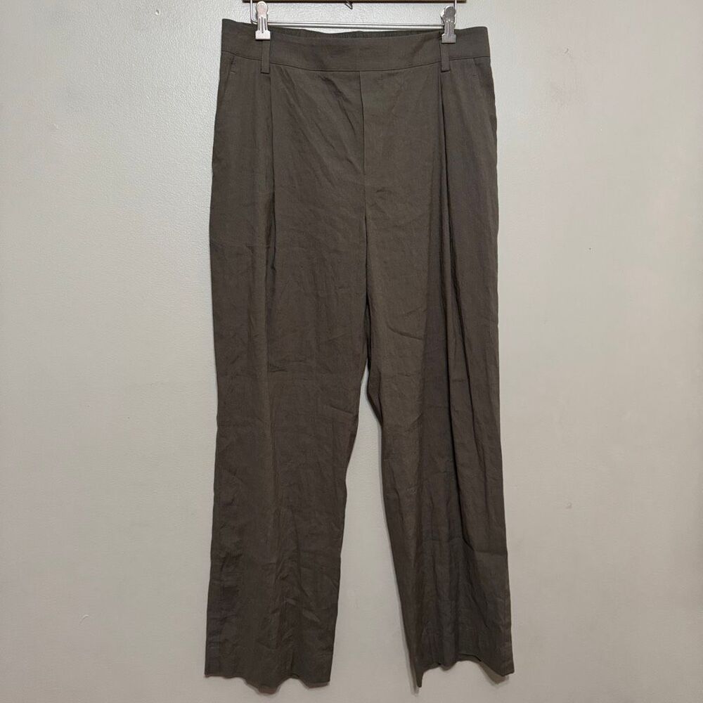 Vince Joan High Rise Wide Leg Linen Blend Pull On Pants Size Large